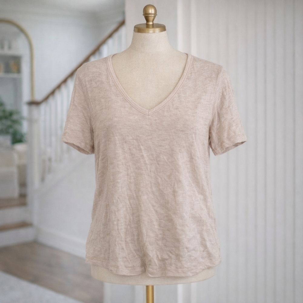 BANANA Republic 100% Linen Vneck Short Sleeve Top Medium